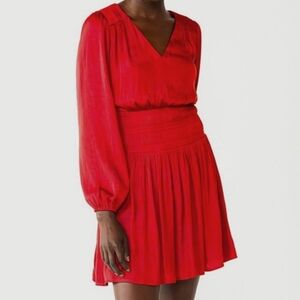 Nine West Smocked Long Sleeve Red    Dress NWT XL